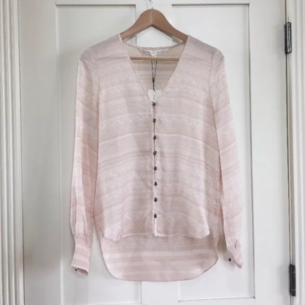 NWT Veronica Beard Bahia 100% Silk Blouse Sz 2